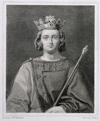Carlos IV el Hermoso (1294-1328) Rey de Francia, grabado por Giroux